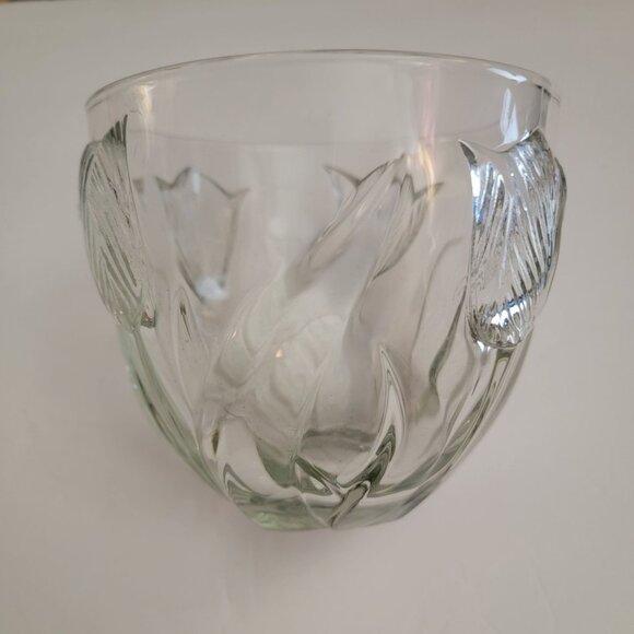 Other - Vintage Style Pressed Glass Bowl with Raised Tulip Floral Design Clear Heavy Gla